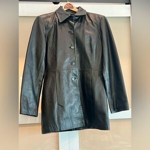 INC International Concepts Black Leather Jacket Y2K